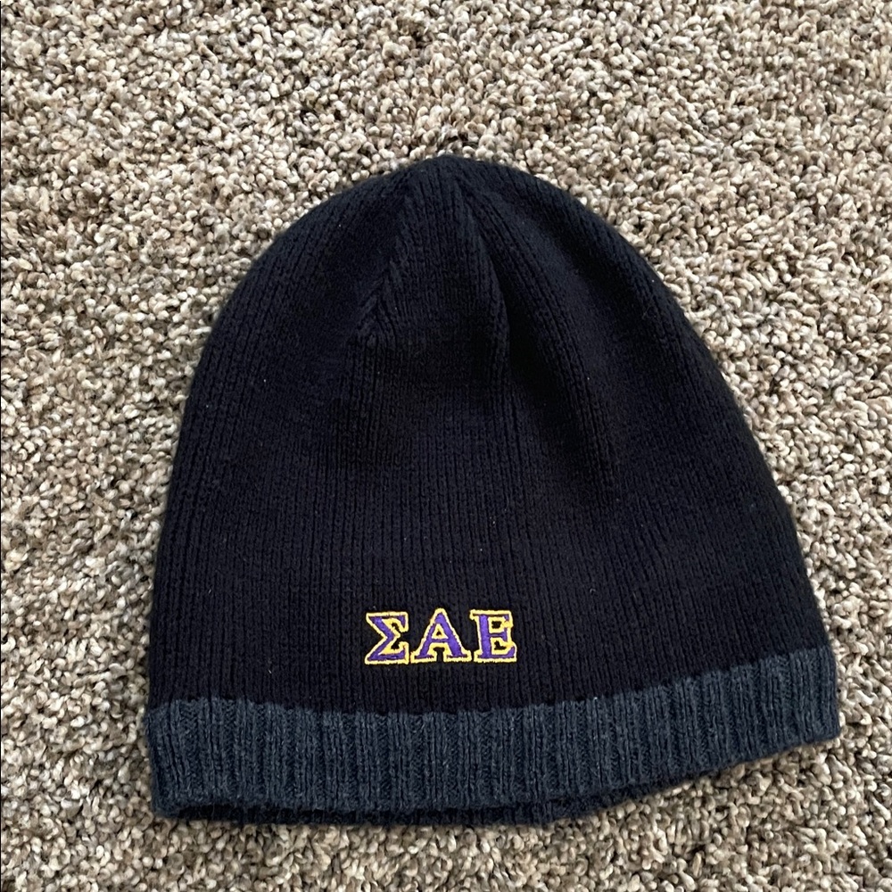 Black and Gray Sigma Alpha Epsilon (ΣΑΕ) Embroidered Beanie